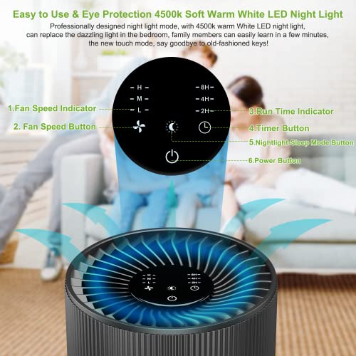 2 Pack Druiap Air Purifiers For Home Bedroom Up To 690Ft², H13 True Hepa Filter Air Cleaner Filterable 99.97% Micron Particles/Smoke/Pet Dander/Odor/For Office, Dorm, Apartment, Kitchen (Kj80 Black) #TOP2
