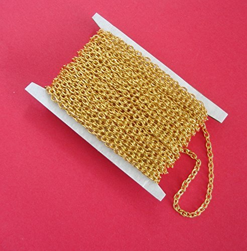 BeadsTreasure 15ft Spool-Bright Gold Plated Round Cable Unfinished Chain Jewelry Making Supply.