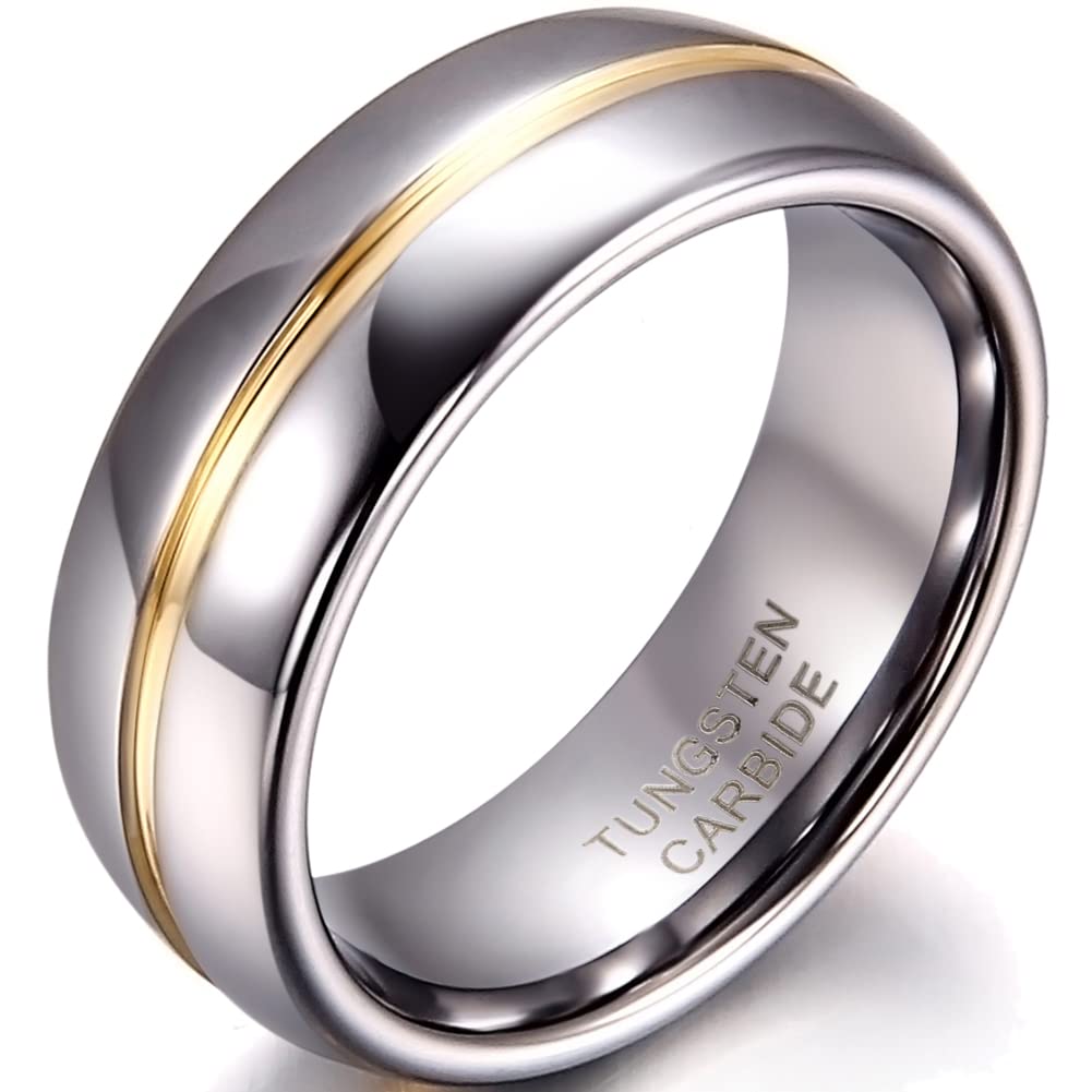 JewelryWe Schmuck 6/8mm Breite Wolframcarbid Herren-Ring Dam