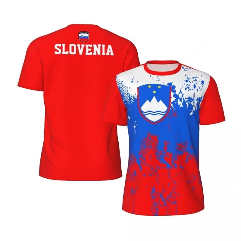 T-shirt homme Slovénie foot respirant à col rond pour supporter