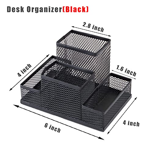 Koofull Desk Organizer Desktop Mesh Pen Pencil Holder Caddy With 4 Compartments, Office Home School Classroom Accessories Cool Supplies #TOP1