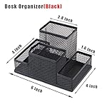 Desk Organizer Desktop Mesh Pen Pencil Holder Caddy with 4 Compartments, Office Home School Classroom Accessories Cool Supplies - Image 2