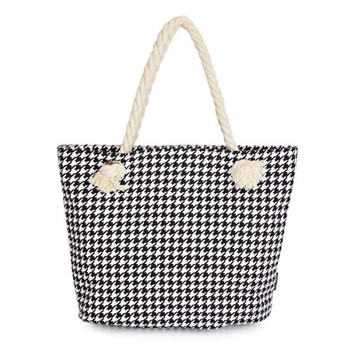 Bolso Tote clásico algodón blanco y negro