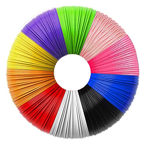 PCL Filament 1.75 für 3D Stift, 3D Pen Filament,10 Farben, je 5M, 3D Stift Nachfüllpacks Farben für Kinder und Erwachsene Starterset,3D Stift Zubehör für Niedrigtemperatur 3D Drucker stift