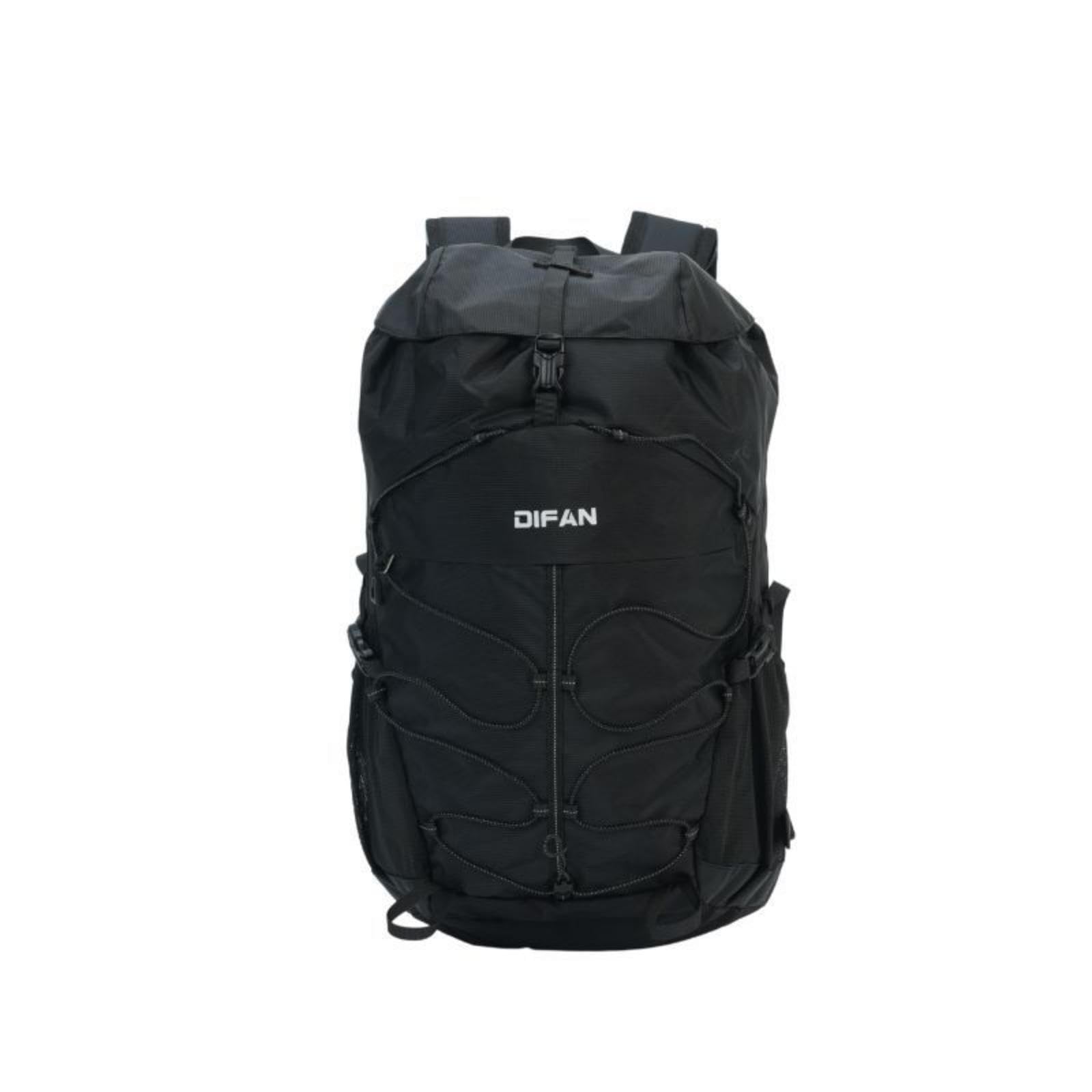 Hiking Backpack Bungee Cord Travel Daypack Structured Flap Top Backpack for Day Trips Black-image-36