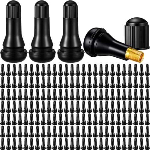 Image of Tallew 300 Pieces TR413 Tire Valve Stems, Rubber Snap-in Tubeless, Black