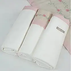 Cueiro para Bebê 100% Algodão Kit com 3 Unidades 80x80cm | Tecido Suave e Respirável | Ideal para Enxoval, Maternidade, Naninha e Proteção Diária (Creme/Rosa)