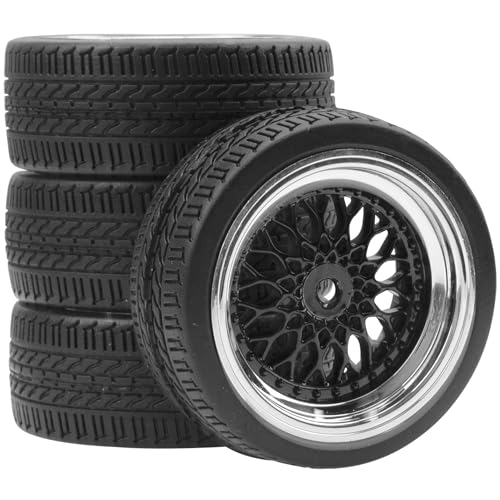 ShareGoo RC 1/10 On Road Tires & Wheel 12mm Hex Plastics Rims Compatible with Tamiya TT01 TT...