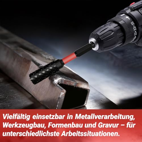 CSOOM 10 Stück Hartmetall Frässtifte mit Sechseckgriff Doppelschnitt Drehfeile Zylinderendschnitt, Schneidefräser, Schneidefräser, Schneideisen für Stahlmetallbearbeitung, Polieren und Gravieren