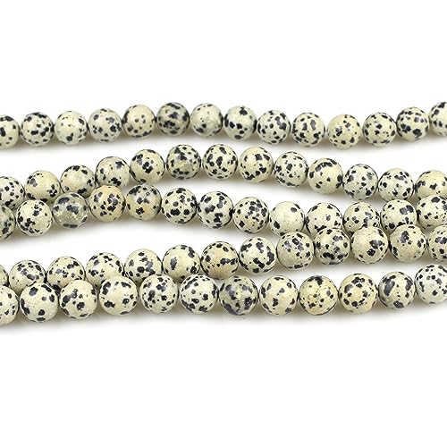 MJDCB Natural Round Stone Beads 8mm Leopard Skin Stone Loose Gemstone Beads for Jewelry Making Bracelet Necklace 43pcs - Image 3