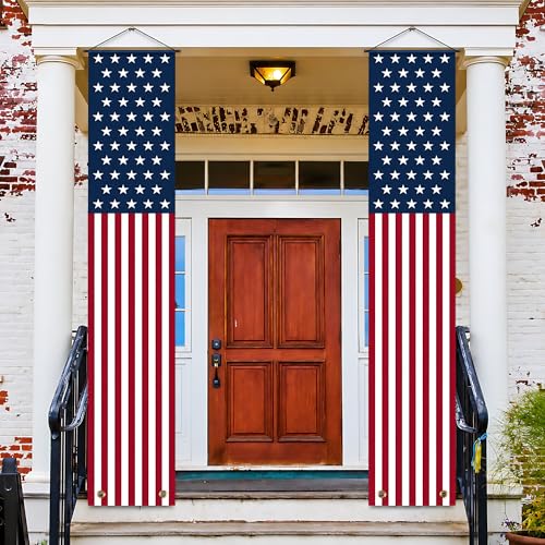 OHOME 4th of July Decorations - American Flag Porch Banner for Memorial day Decorations - Patriotic Decorations for Home Outdoor Outside | 250 Anniversary USA Merchandise Fourth of July Accessories Party Favors Yard Signs Decor