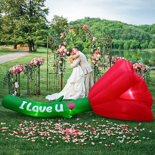 Riesige aufblasbare Rose mit LED für Valentinstag – Romantische Outdoor-Dekoration, die Herzen zum Blühen bringt! – Bild 6