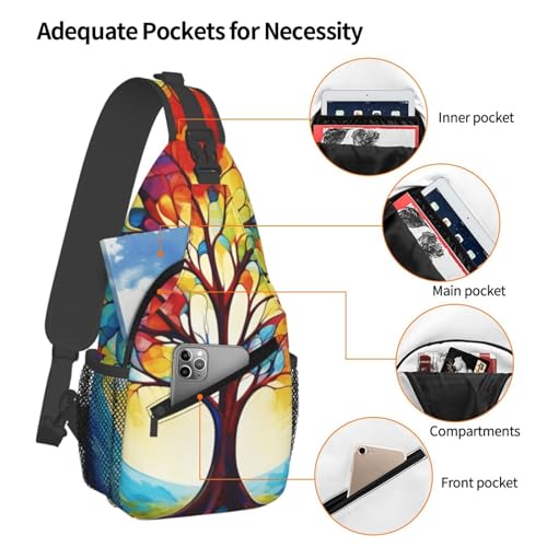 Mochila de pecho colorida Tree of Life para hiking y viaje miniatura 3