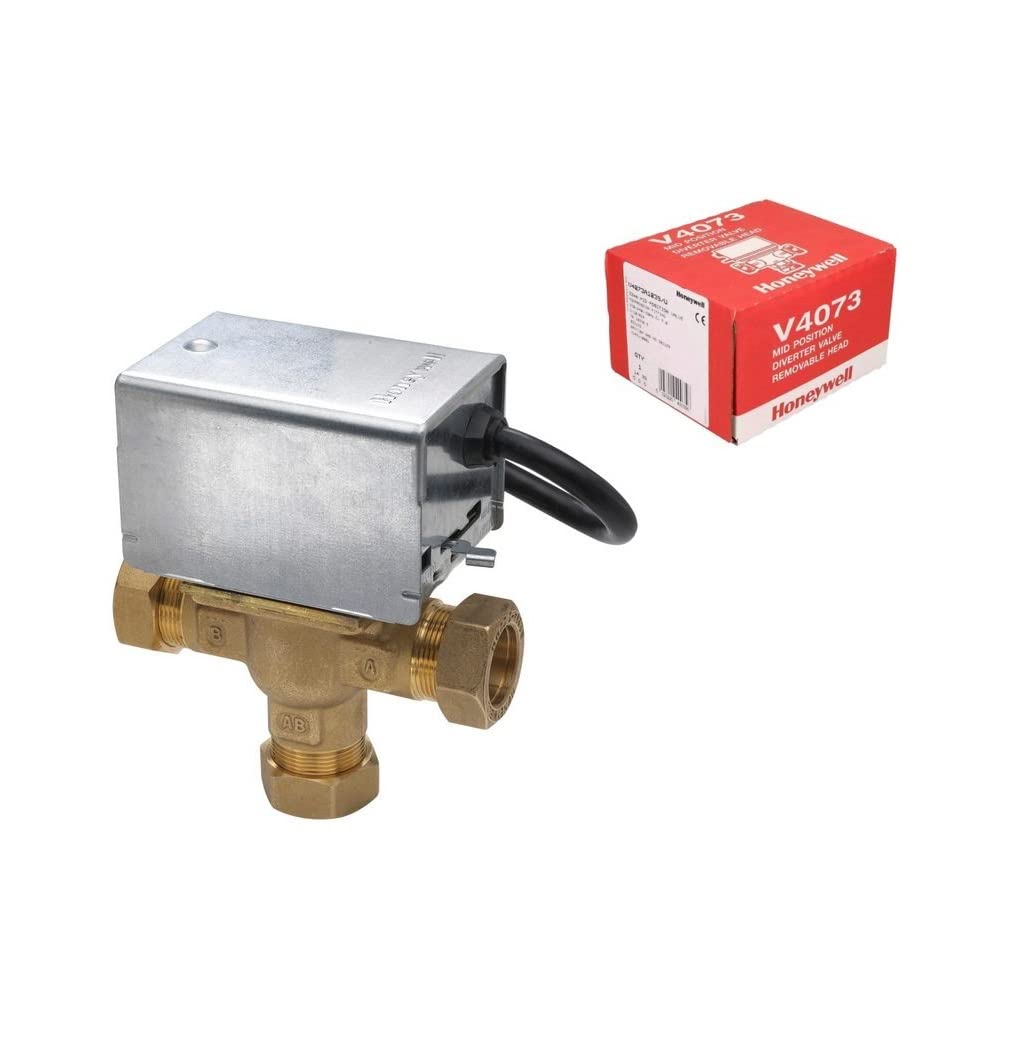 Honeywell 22mm mid position 3 way valve 230-240v ac compression fitting