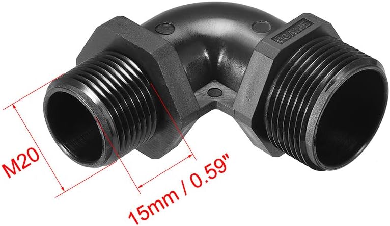 uxcell M20 Cable Gland 90 Degree Waterproof IP68 Nylon Joint Adjustable Locknut with Strain Relief for 9mm-14mm Dia Cable Wire, 2 Pcs