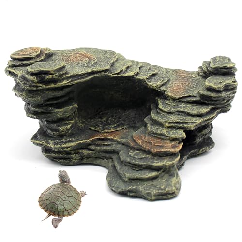 relaqcc Turtle Basking Platform Shale Scape Step Ledge, Reptile Ladder Resting Terrace Aquarium Decor, Great for Reptiles, Amphibians, Frogs, Small Turtle