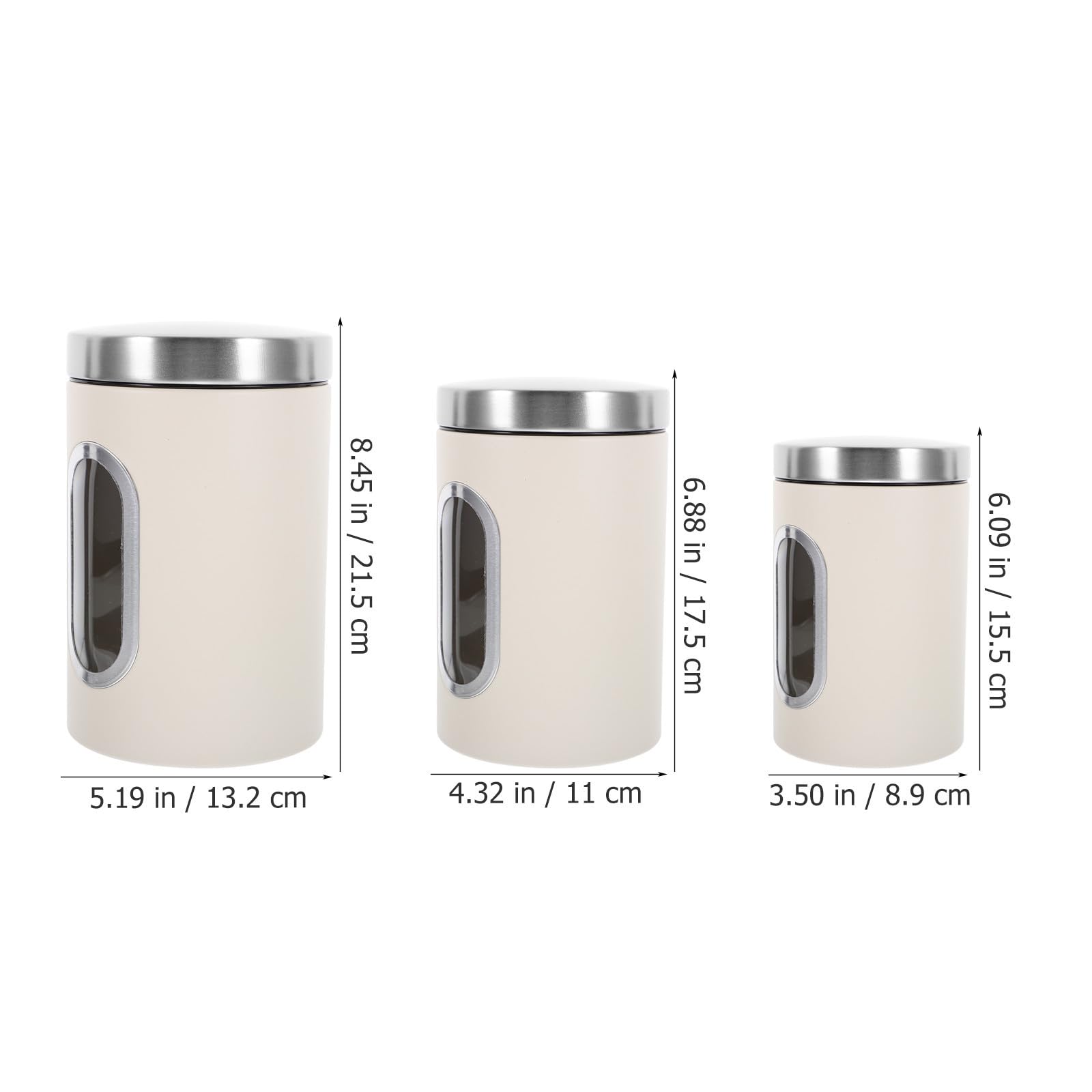 Juego de 3 Botes de Almacenamiento Herméticos de Acero Inoxidable Tapa Sellada para Café, Té y Alimentos en Cocina y Restaurante