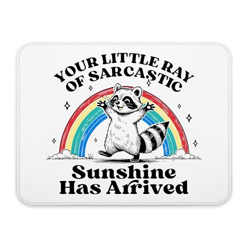 FGFK Funny Raccoon Mouse Pad, Retro Sarcastic Raccoon Meme Mouse Pads for Work Wireless Mouse Computers Laptop Desk Accessories, Coworker Sarcastic Office Gifts, Raccoon Gifts, 9.5x7.9 Inch