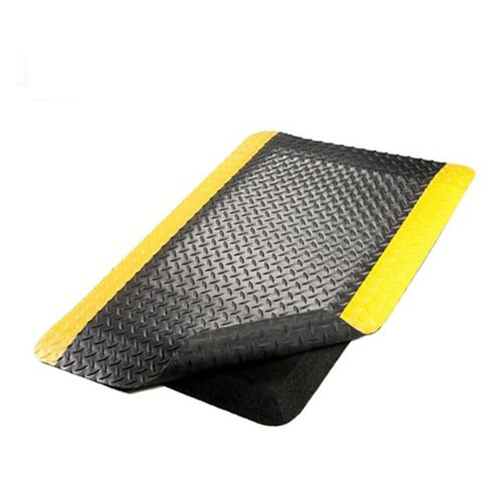 Alfombra Antifatiga Industrial 1 Unidad, Alfombra Antiestática, Esponja Elástica De 20 Mm De Grosor, Antiincrustante Y A Prueba De Aceite, Negra con Borde Amarillo Personalizable (Color : Grey, Tama