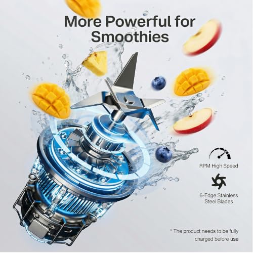 Image of SOLARA Blendkwik Pro Portable Blender - USB Rechargeable, 4000mAh, 180W, 450ml, for Smoothies, Juices & Ice Crushing - Black Knight