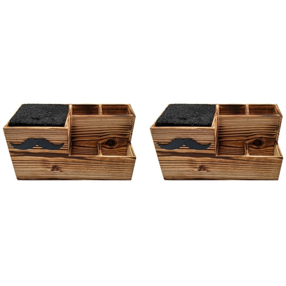Jnchdghwa 2X Wood Hairdressing Tool Box Hair Salon Shear Holder Hair Cutting Scissors Rack Storage Container Holder