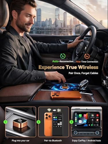 Image of 2026 Wireless CarPlay & Android Auto Adapter, Mini 2-in-1 Plug & Play Dongle Converts Wired to Wireless - Auto Reconnect, Low Latency, Works with iOS 10+ & Android 11+ for After 2016 Cars