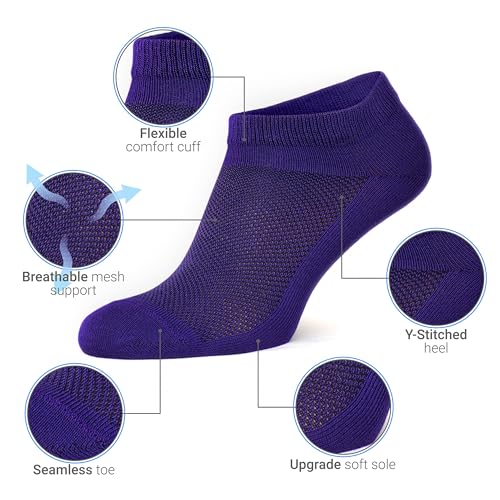 Image of Duna Ankle Socks for Womens - Ultra Thin Breathable Cotton Sport Socks - Athletic, Running, Low Cut, No Show (4 and 6 pairs)