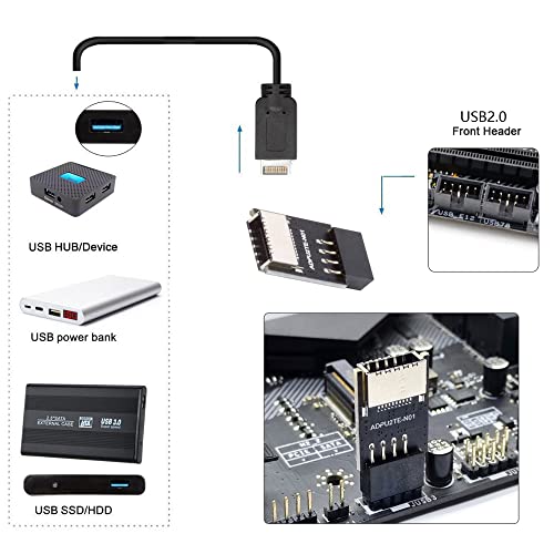 NFHK USB 3.1 Front Panel Socket Key-A Type-E to USB 2.0 9Pin 10Pin Mainboard Header Male Extension Adapter - Image 3