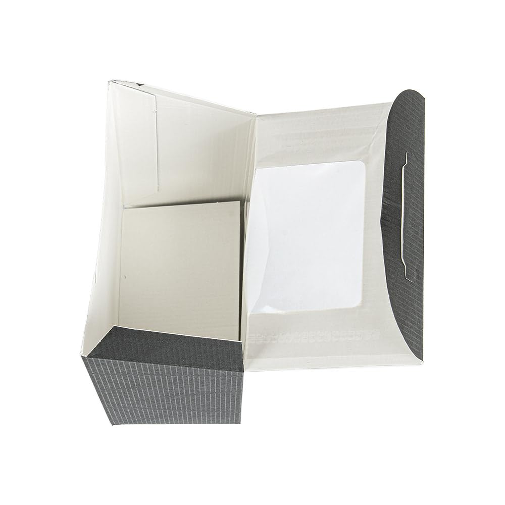García de Pou - 100 Unidades - Cajas Para ''Tortilla'' Con Ventana 'Thepack' 230 G/M2 + Opp 9,2X5,1X9,2/12,5 Cm Negro Cartón Ondulado Nano-Micro