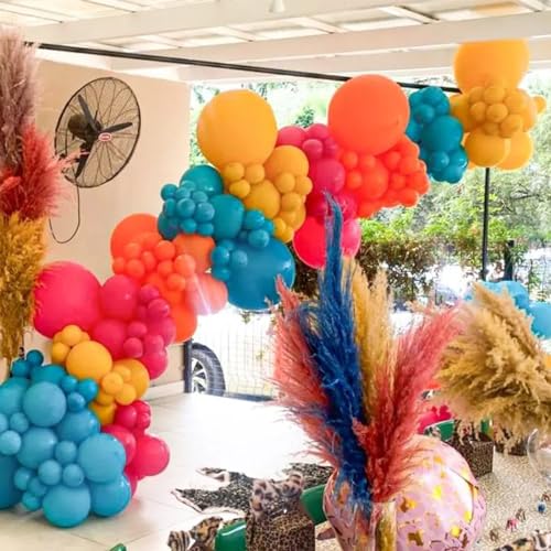 Image of Multicolor Neon Balloon Arch Garland Kit, Colorful Balloons Arch Assorted Color Latex Ballons Kit Rainbow Balloon Garland for Summer Pool Tropical Theme Carnival Kids Birthday Party Decorations
