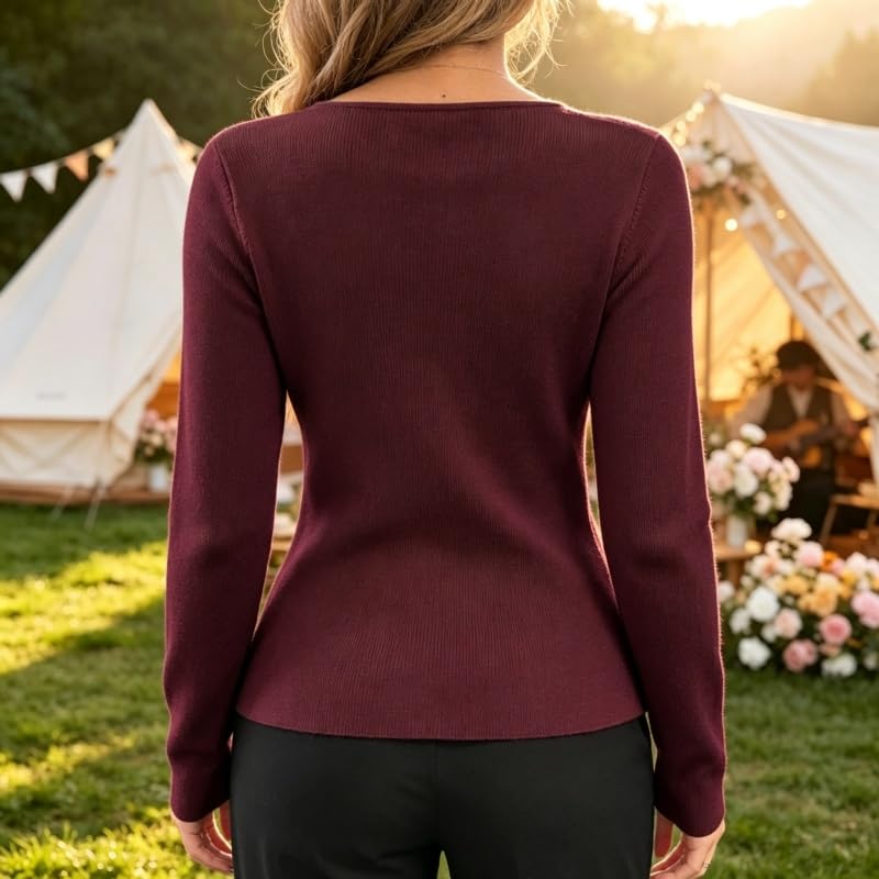Gilet Cardigan en Maille Cintrée pour Femme Manches Longues Douces Fermeture Boutonnée Léger Col Rond Pull Chaud et Décontracté Idéal pour L'Oktoberfest Le Bureau Le Quotidien Le Printemps et