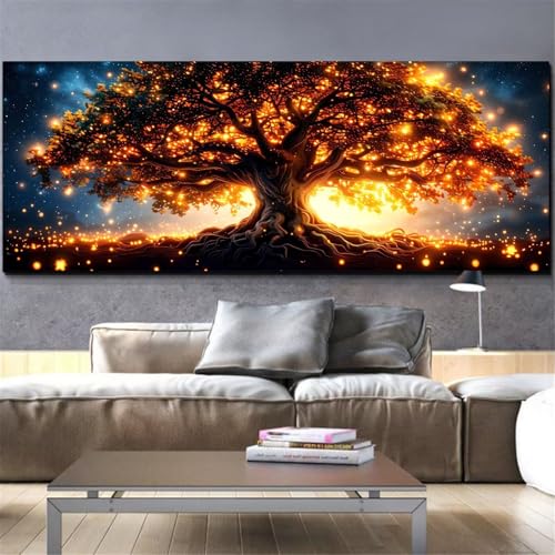 Broderie diamant kit complet Mefooge L206 : chef-d'œuvre arbre doré de prestige 70x200cm