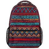 Backpack Aztec Geometric Pattern Red Laptop Computer Backpacks Waterproof College School Bookbag Cas
