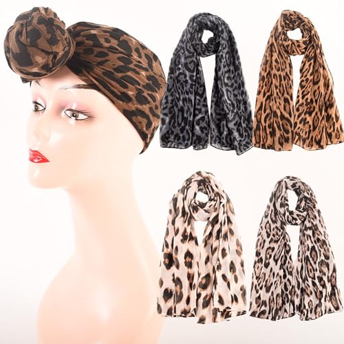 Leopard Print Scarf for Women Lightweight Soft Scarves Pashmina Headwraps Cheetah Hijab Shawls Wraps4