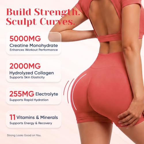 Image of 18 in 1 Creatine for Women with Collagen & Creatine Monohydrate 10.58 OZ | With Collagen, Myo & D-Chiro Inositol, Electrolytes & Vitamins for Strength, Recovery & Skin Support, Sugar Free