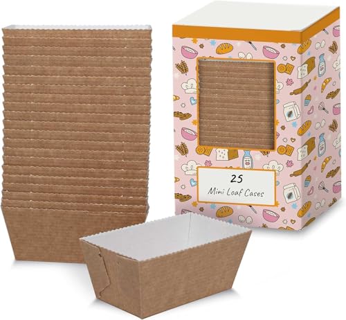 Volila Stampo Plumcake - 25 Pezzi in Carta (8 x 4 x 4cm) da 150ml - Per Pane, Tortini e Focacce, Stampi Piccoli Rettangolari Per Dolci