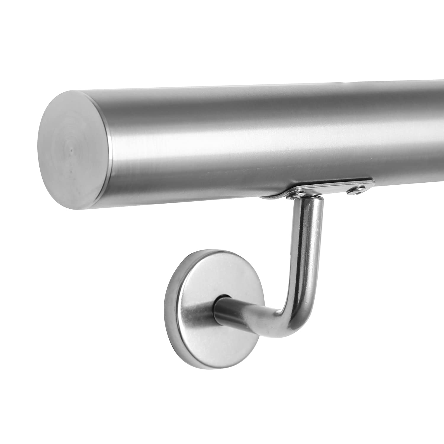 Corrimano in Acciaio Inox Spazzolato da 180 cm con Diametro 42 mm per Interni ed Esterni