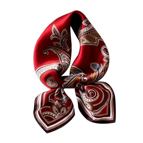 Aufeel Bufanda cuadrada de seda de morera 100 % pura para el cabello, 27 x 27 pulgadas, pañuelo de seda para mujer, rojo (Date Red), M