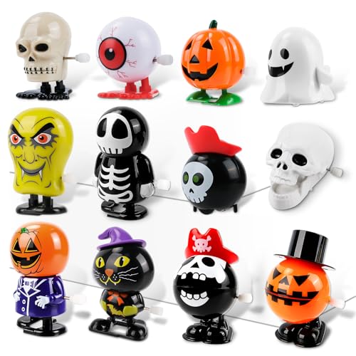 Muyohix 12 Pezzi Halloween Giocattoli di Carica, Mini Giocattoli a Carica di Halloween, Gadget Halloween Bambini Accessori Halloween Bambino Regalini Halloween per Feste Halloween (B)