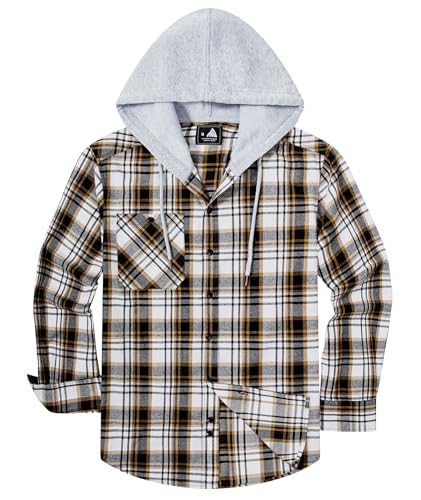 Image of Hooded Flannel Shirts for Men Plaid Long Sleeve Flannel Jacket Hoodies
