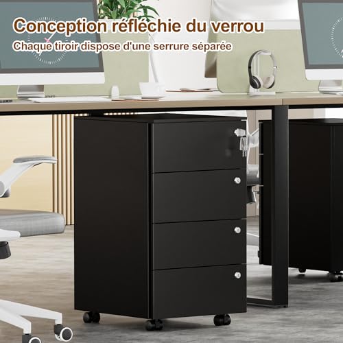 Caisson Bureau Acier 4 Tiroirs Verrouillables HOMSTEEL