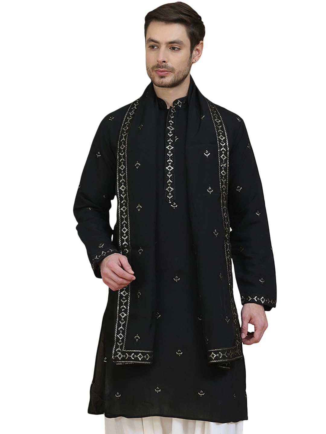 Embroidered & Sequin Kurta with Dupatta-image-17