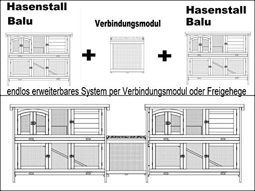 nanook System-Hasenstall Hasenstall Kaninchenstall XXL Meerschweinchenstall Balu erweiterbar draußen wetterfest 120 x 50 x 104 cm
