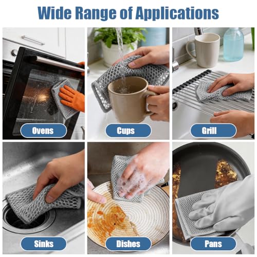 AYESY 6er Set Teigreinigungstuch, für hartnäckige Teigrückständen beim Brot backen, Teigtuch Mesh Spültuch Reinigungstuch Spüllappen Doppelpack, Teigentferner als Brot-backen Zubehör