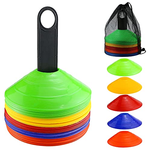 Faxco 50 Pcs Mark Disk, Soccer Cones With Holder For Training, Football, Sports, Field Cone Markers Outdoor Games Supplies(5 Colors) #TOP7
