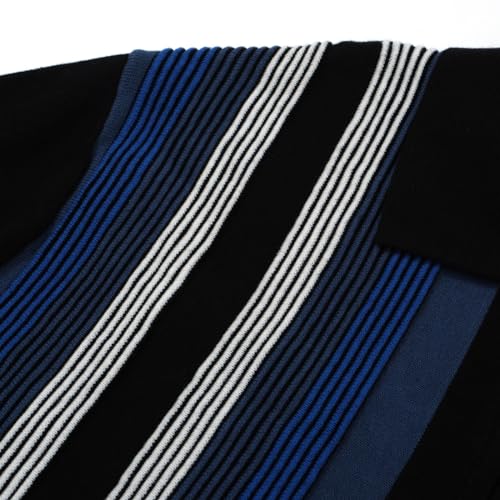 Polo de punto retro para hombre OXKNIT, estilo vintage de los años 60 con cremallera y rayas, camisa de golf miniatura 5