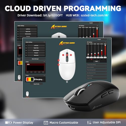 Image of MAMBASNAKE ATTACK SHARK G3PRO Wireless Gaming Mouse,Tri-Mode,Bluetooth /2.4G /USB,59g Ultra Lightweight,25K DPI,100M Clicks Switches,RGB Magnetic Charging Dock,PAW3311 Sensor,BK52820 Chip-Black