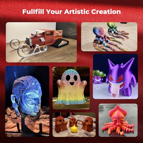 Image of AMOLEN Silk PLA 3D Printer Filament Bundle, Shiny Dual Color PLA Filament 1.75mm Pack, Color Change PLA 3D Printing Filament for Most FDM 3D Printer, Black Series 200g X 4 Spools