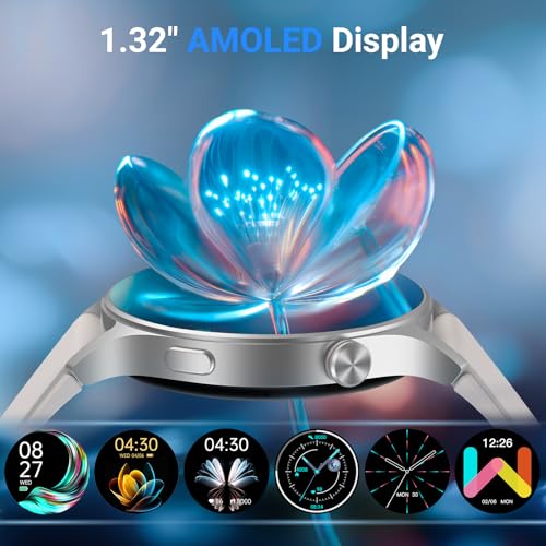 Image of Fitpolo Smart Watch for Men Women,1.3 inch AMOLED Touchscreen Fitness Tracker, Make /Answer Calls, Heart Rate SpO2 Monitor, 3ATM Waterproof, Sleep & Activity Tracking Smartwatch for Android Phones iPhone