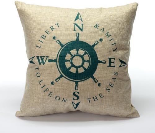 DuoLe Cotton Linen Square Decorative Cushion Cover Sofa Throw Pillowcase 18" x 18",Sailing Pointer by DuoLe